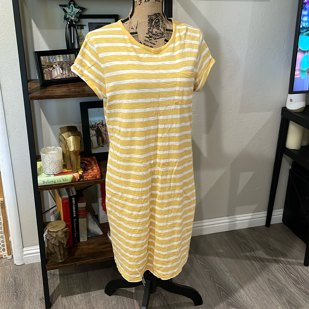 COPY - Yellow & white Striped T shirt Dress